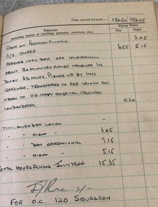 Stevenson log book from
          BZ910
