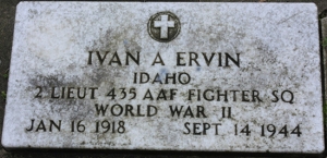 The grave marker of 2/lt Ervin