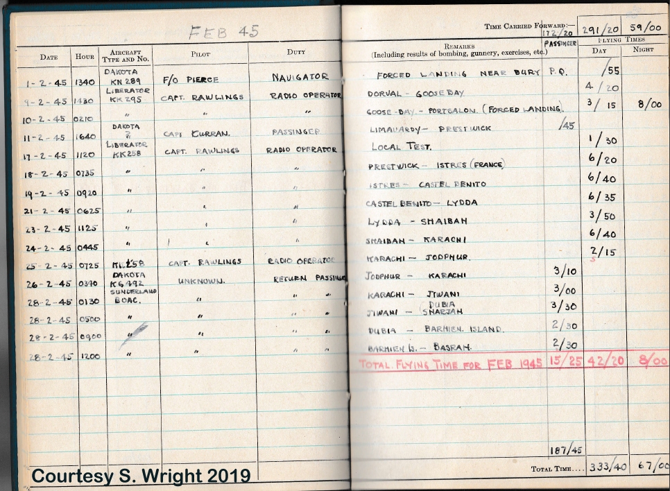 William Wright log
          book